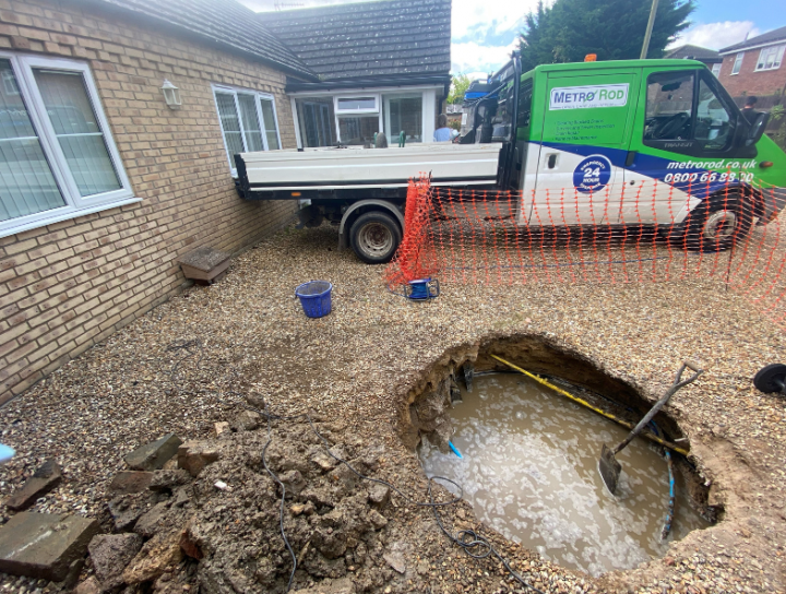 Sink hole turned rain water tank collapse Cambridgeshire